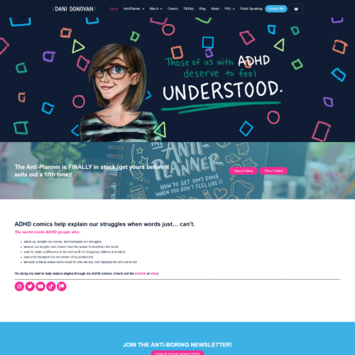 ADHD awareness through comics and anti-planner tools.