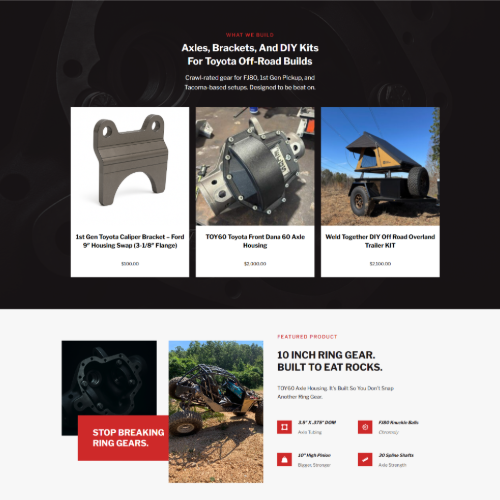 Off-road gear for Toyota builds.