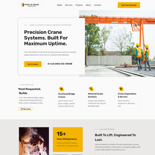 Cranes and construction workers onsite for lifting service.